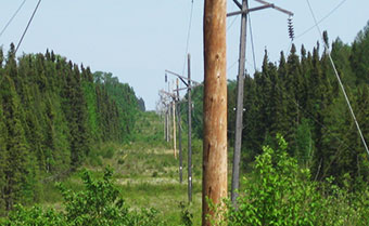 Transmission lines near Slate Falls First Nation