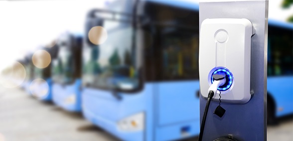 Electric busses at a bus terminal