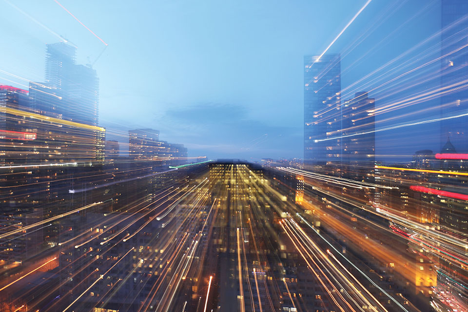 Blurred Toronto cityscape