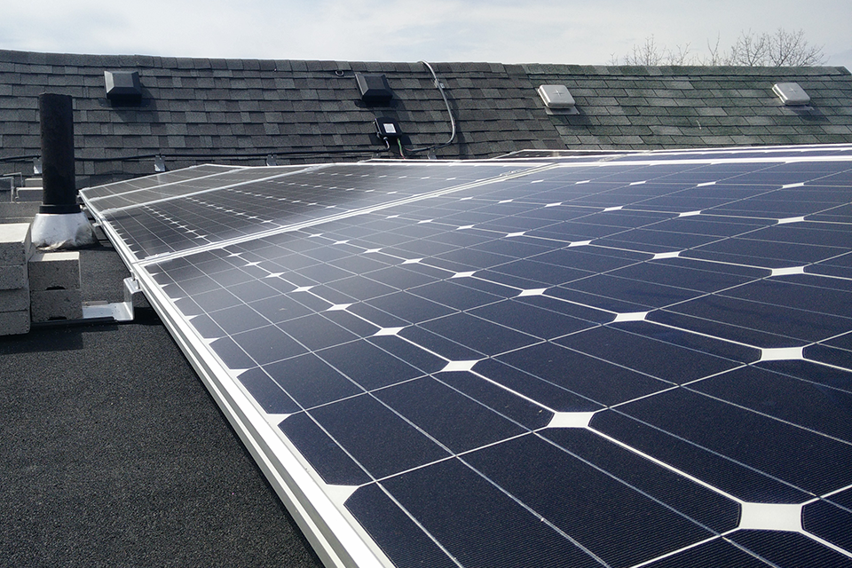 Solar panel on rooftop